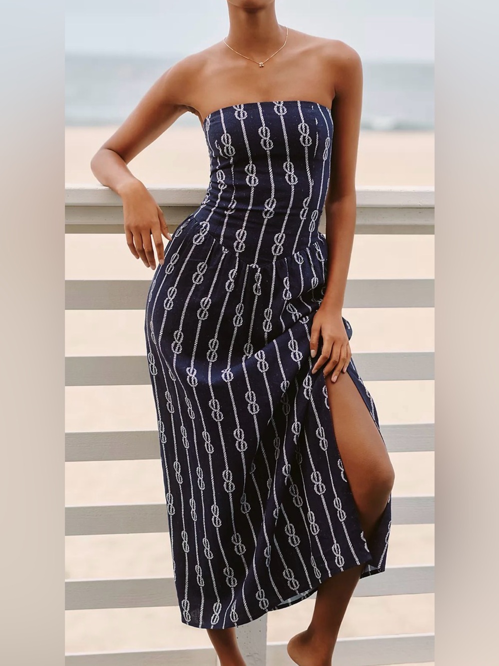 Celandine Anthropologie The Aliza Maxi Dress Nautical Drop Waist NWT